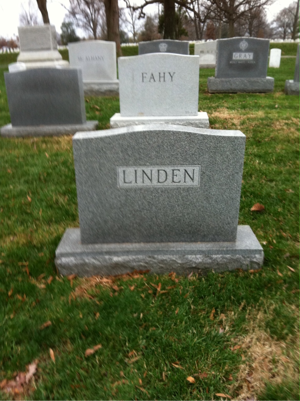 Headstone shared by 2 interments, including Henning Linden