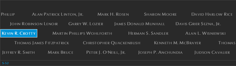 Panel S-52, South Pool, National September 11 Memorial