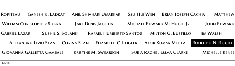 Panel N-34, North Pool, National September 11 Memorial