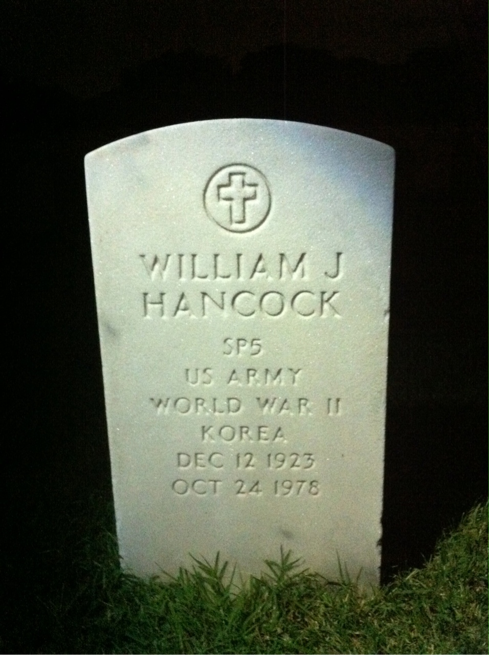 Headstone shared by 2 interments, including William Junior Hancock