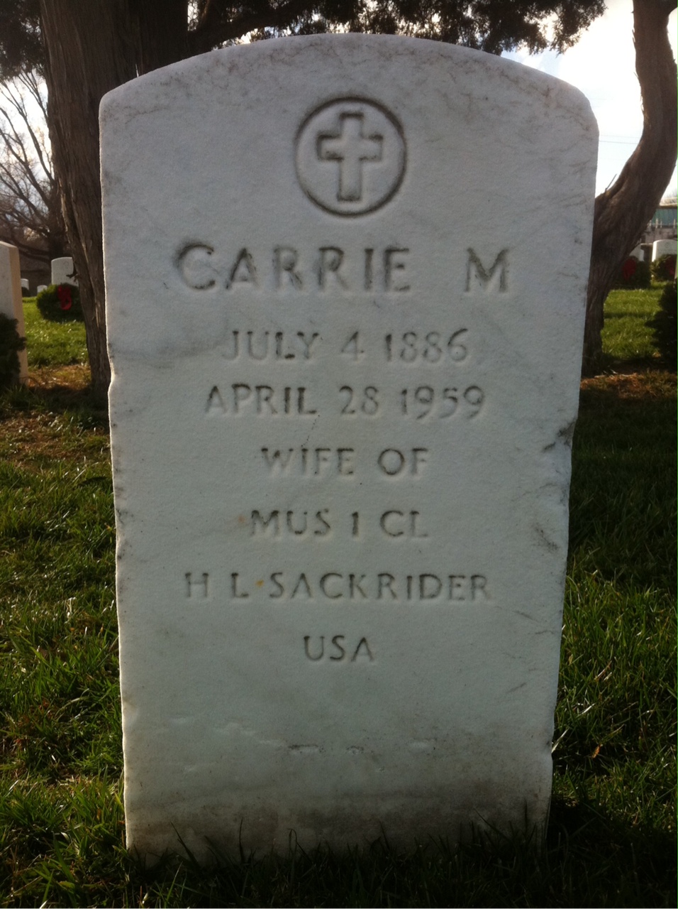 Headstone of Carrie M Sackrider