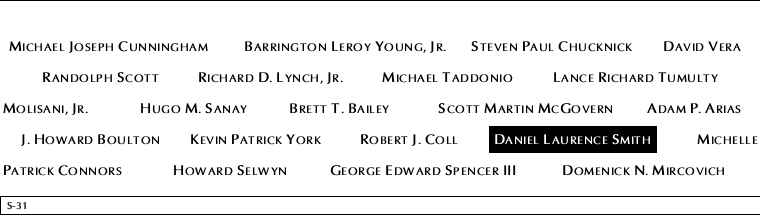 Panel S-31, South Pool, National September 11 Memorial
