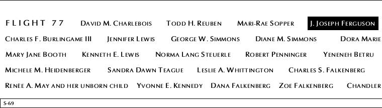 Panel S-69, South Pool, National September 11 Memorial