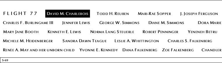 Panel S-69, South Pool, National September 11 Memorial
