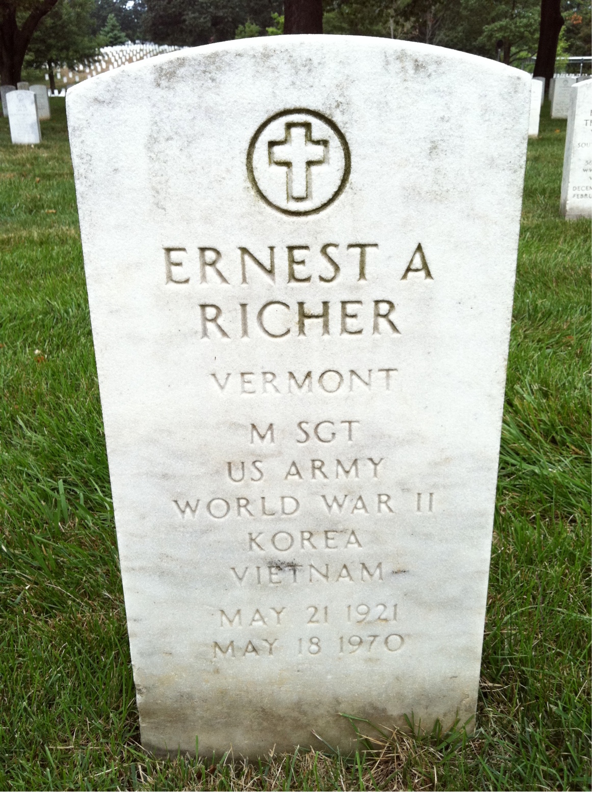 Headstone shared by 2 interments, including Wilma B Richer