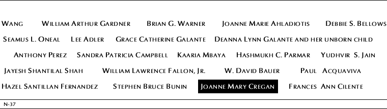 Panel N-37, North Pool, National September 11 Memorial