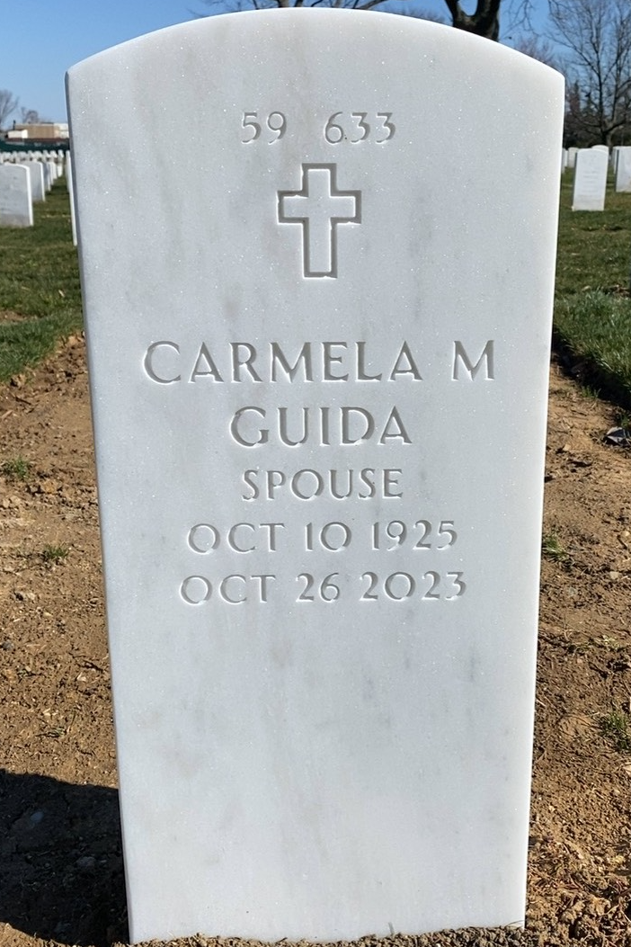 Headstone shared by 2 interments, including Leonard E Guida