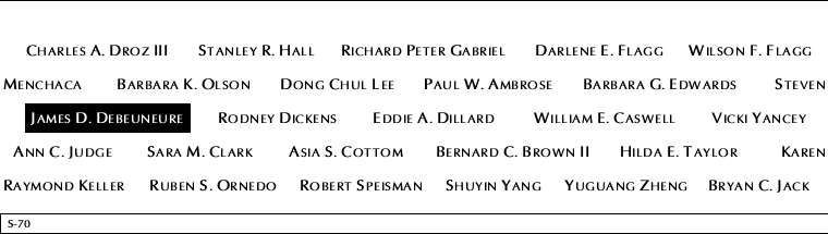 Panel S-70, South Pool, National September 11 Memorial