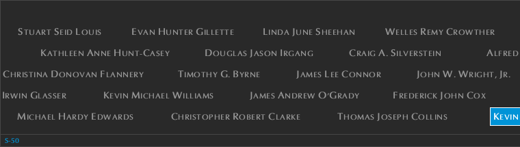 Panel S-50, South Pool, National September 11 Memorial
