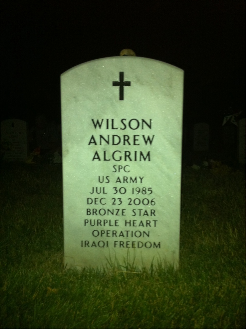 Headstone of Wilson Andrew Algrim