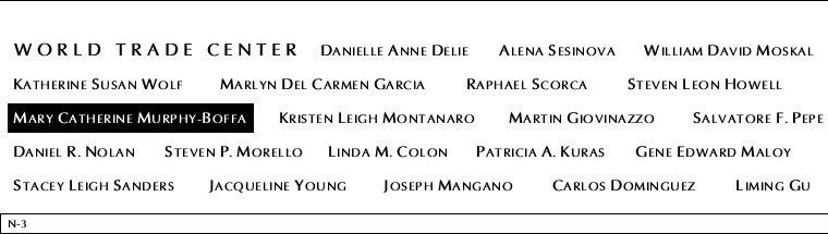 Panel N-3, North Pool, National September 11 Memorial