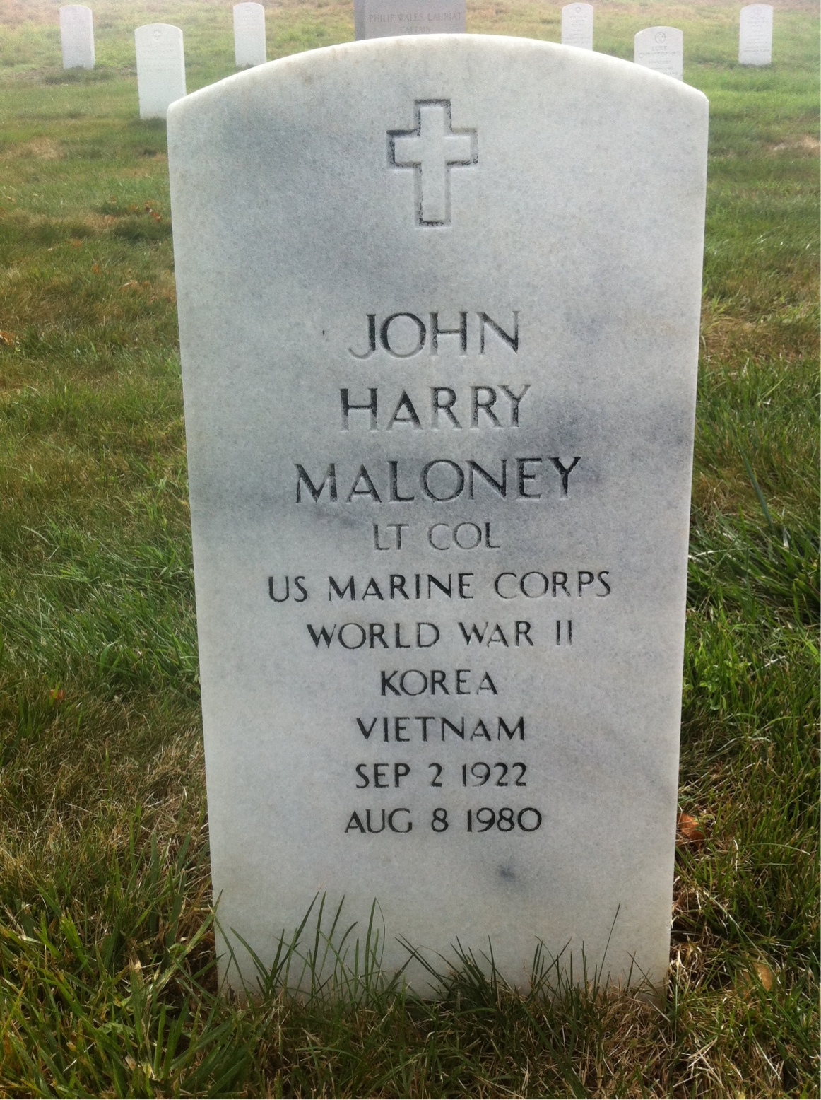 Headstone shared by 2 interments, including John H Maloney