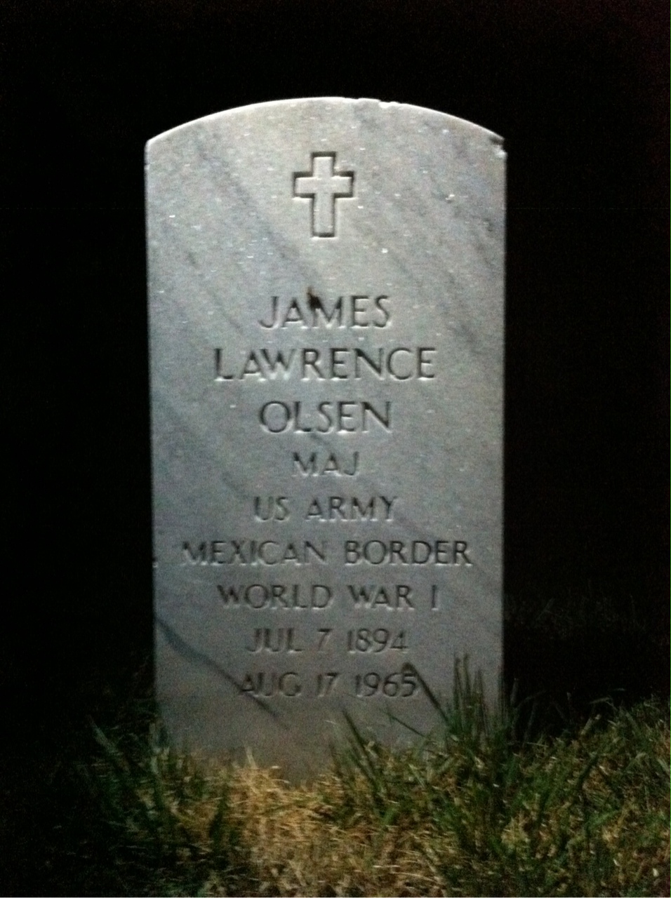 Headstone shared by 3 interments, including Helen E Olsen