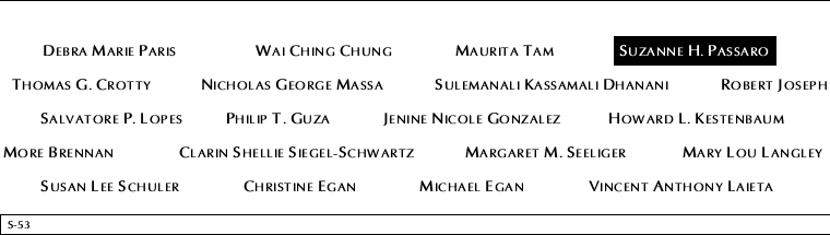 Panel S-53, South Pool, National September 11 Memorial