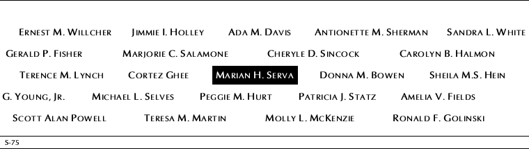 Panel S-75, South Pool, National September 11 Memorial