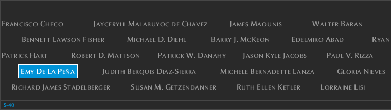 Panel S-40, South Pool, National September 11 Memorial