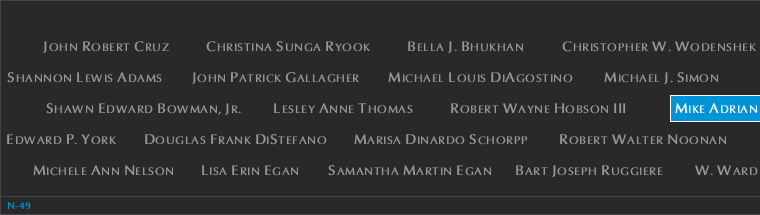 Panel N-49, North Pool, National September 11 Memorial