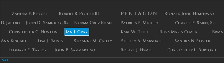 Panel S-71, South Pool, National September 11 Memorial
