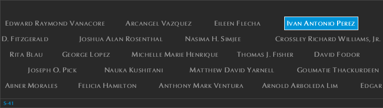 Panel S-41, South Pool, National September 11 Memorial