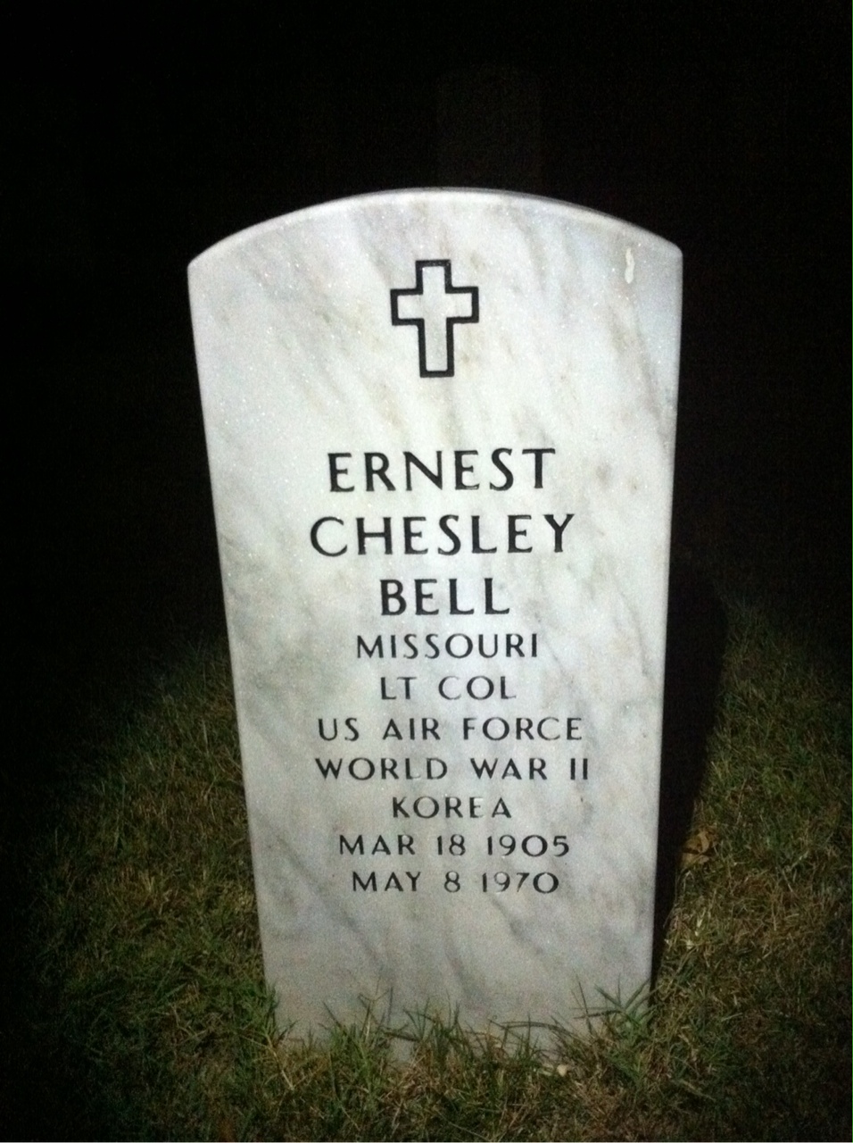Headstone shared by 2 interments, including Ernest Chesley Bell