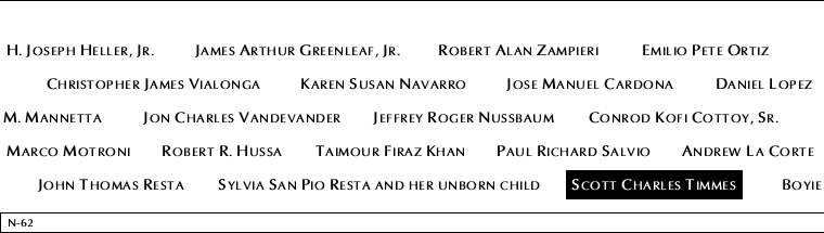 Panel N-62, North Pool, National September 11 Memorial