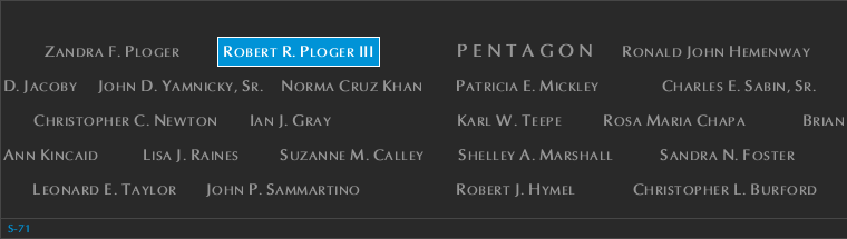 Panel S-71, South Pool, National September 11 Memorial