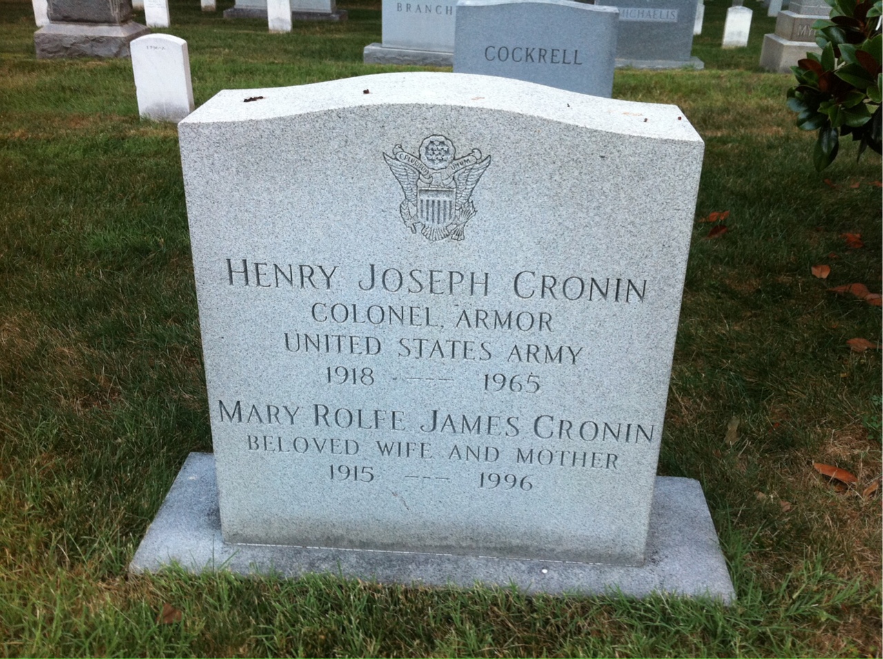 Headstone shared by 2 interments, including Henry Joseph Cronin