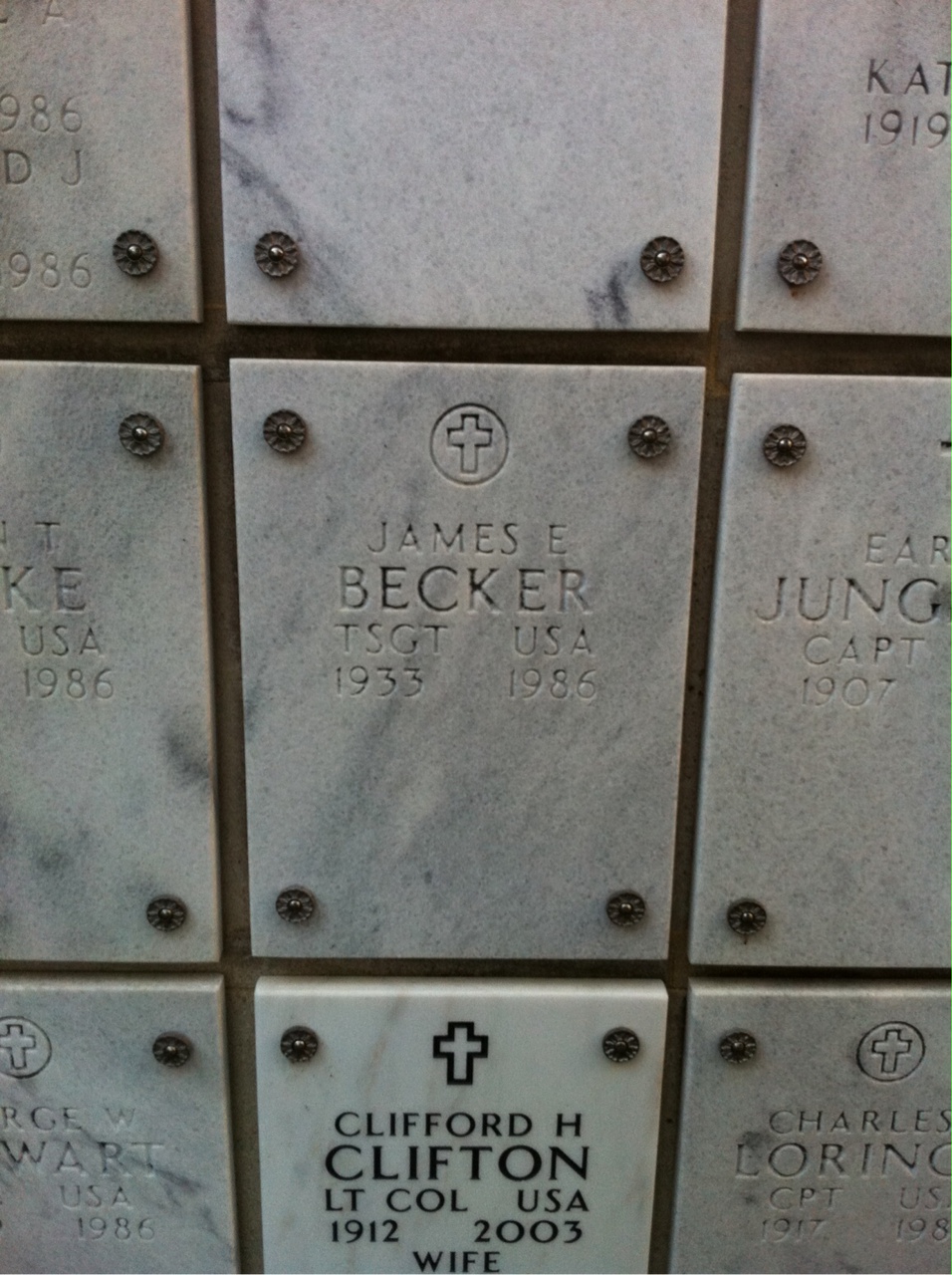 Headstone of James E Becker