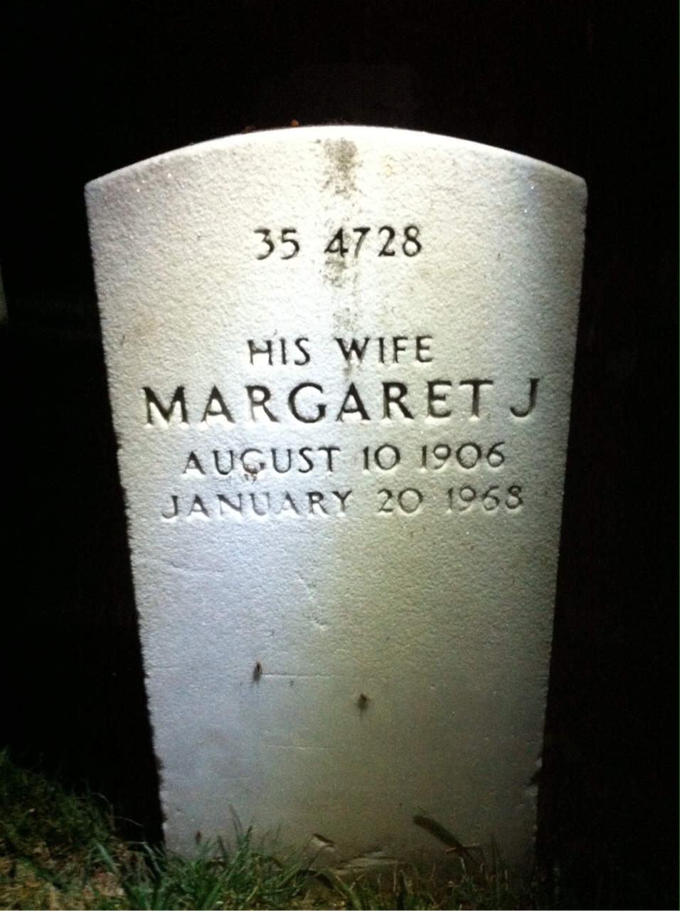 Headstone shared by 2 interments, including Margaret J Femister