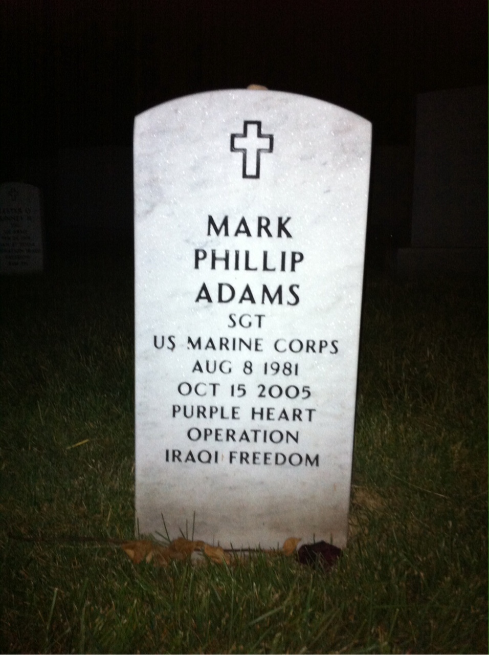 Headstone of Mark Phillip Adams