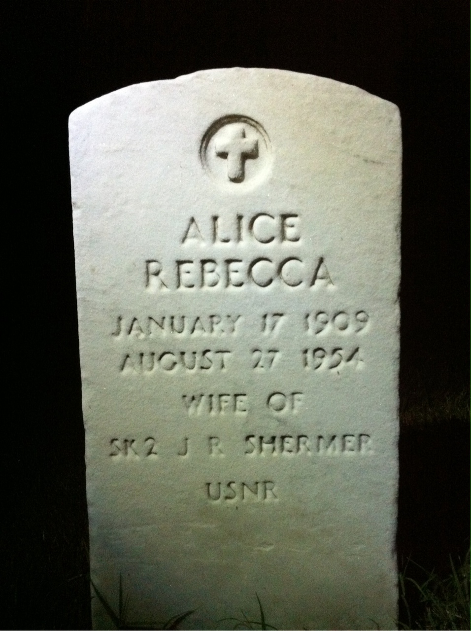 Headstone of Alice R Shermer