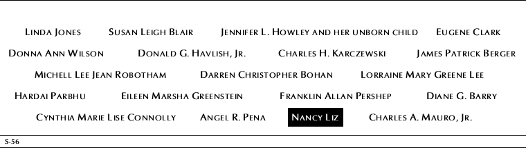 Panel S-56, South Pool, National September 11 Memorial