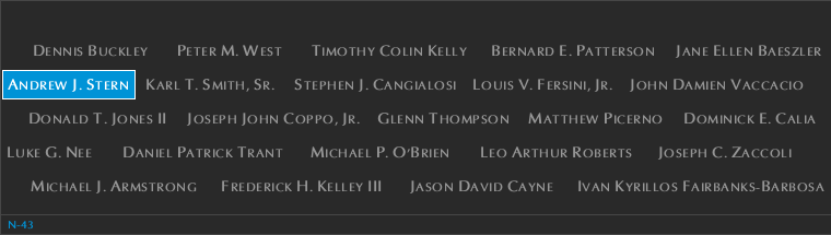 Panel N-43, North Pool, National September 11 Memorial