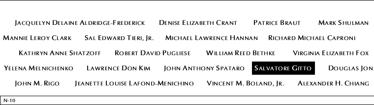 Panel N-10, North Pool, National September 11 Memorial