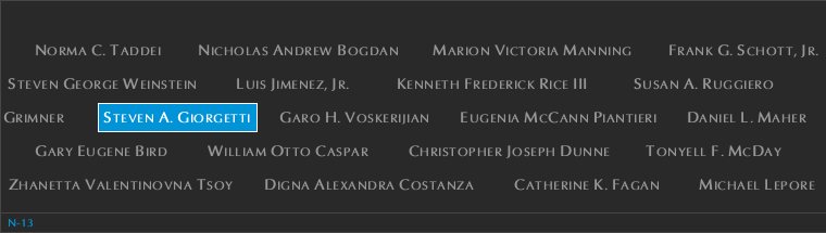 Panel N-13, North Pool, National September 11 Memorial