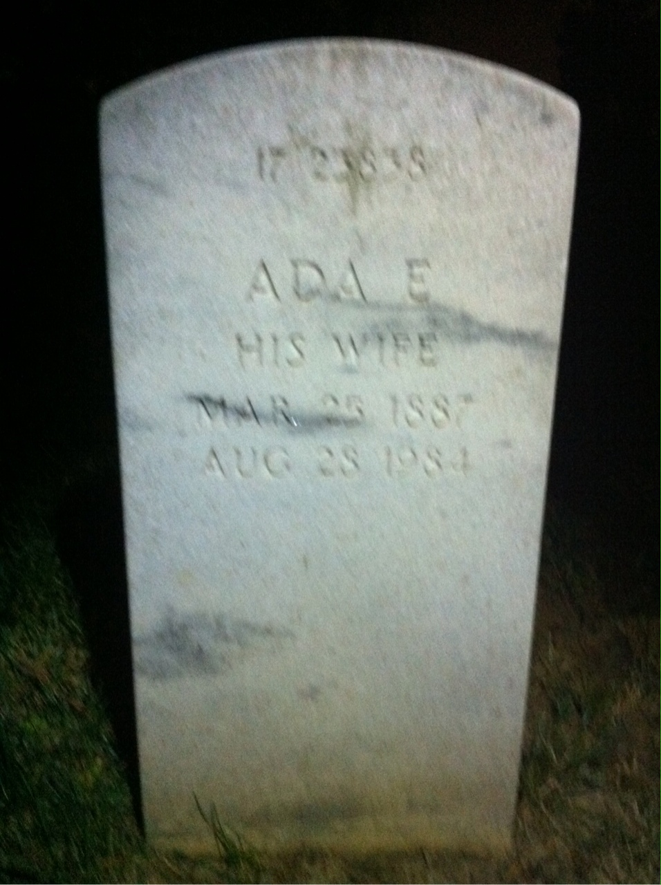 Headstone shared by 2 interments, including Ada E Kuller