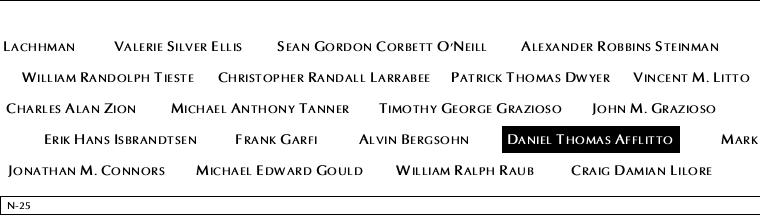 Panel N-25, North Pool, National September 11 Memorial