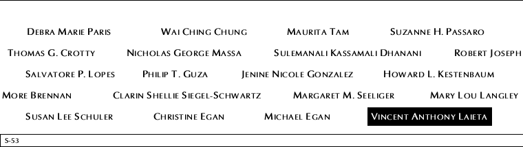 Panel S-53, South Pool, National September 11 Memorial
