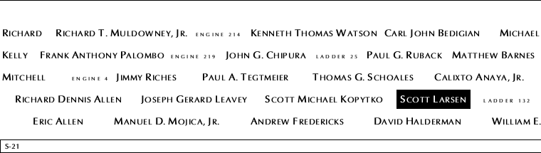Panel S-21, South Pool, National September 11 Memorial