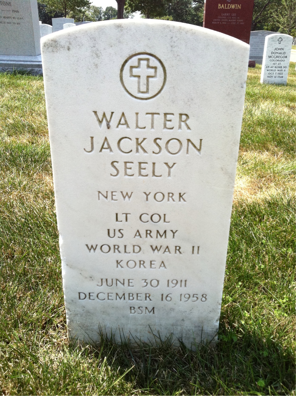Headstone shared by 2 interments, including Walter J Seely