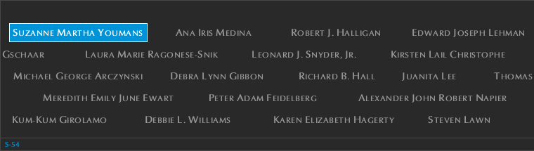 Panel S-54, South Pool, National September 11 Memorial