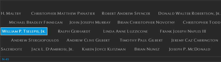 Panel N-45, North Pool, National September 11 Memorial