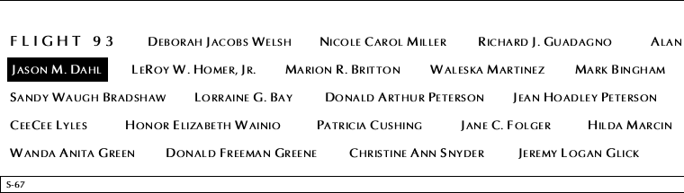 Panel S-67, South Pool, National September 11 Memorial