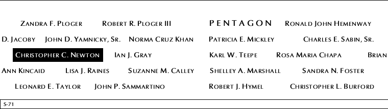 Panel S-71, South Pool, National September 11 Memorial