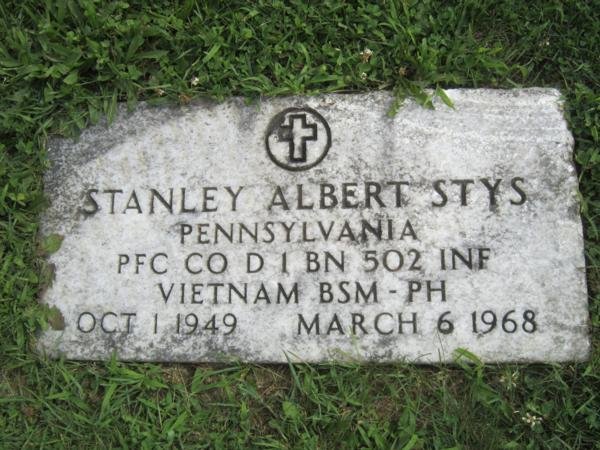Headstone of Stanley Albert Stys