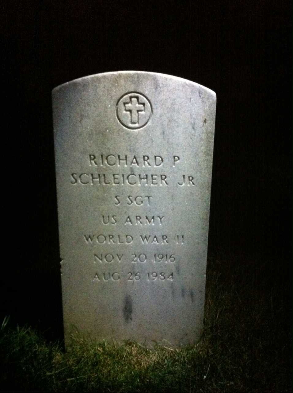 Headstone shared by 2 interments, including Richard P Schleicher Jr.