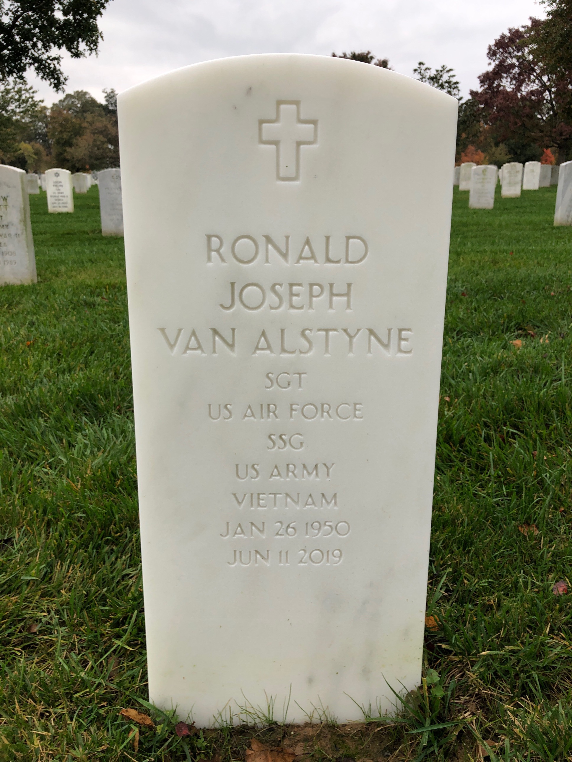 Headstone shared by 3 interments, including Ronald Joseph Van Alstyne