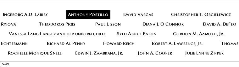 Panel S-49, South Pool, National September 11 Memorial