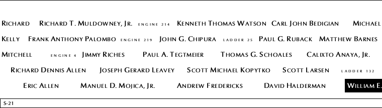 Panel S-21, South Pool, National September 11 Memorial