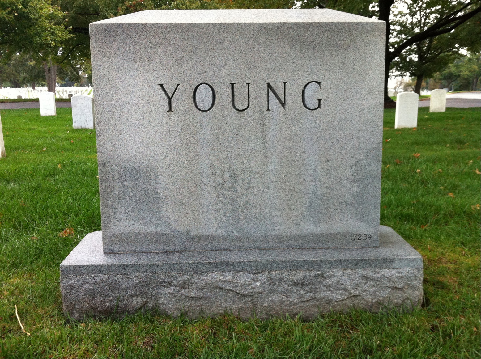 Headstone shared by 2 interments, including Pearl Young